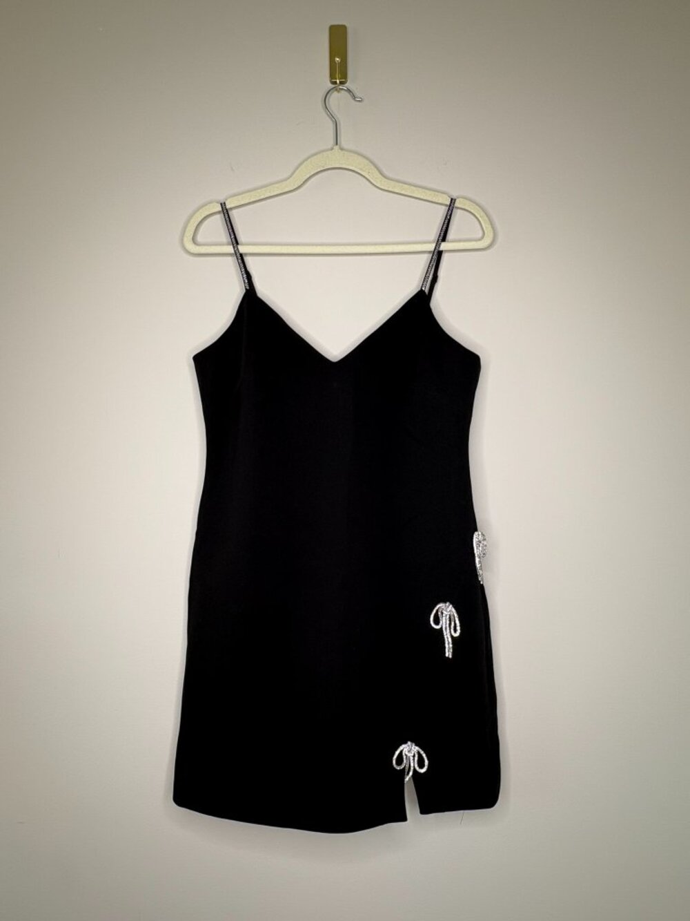 Cinq à Sept Rhinestone Bow Minidress Black Size 10